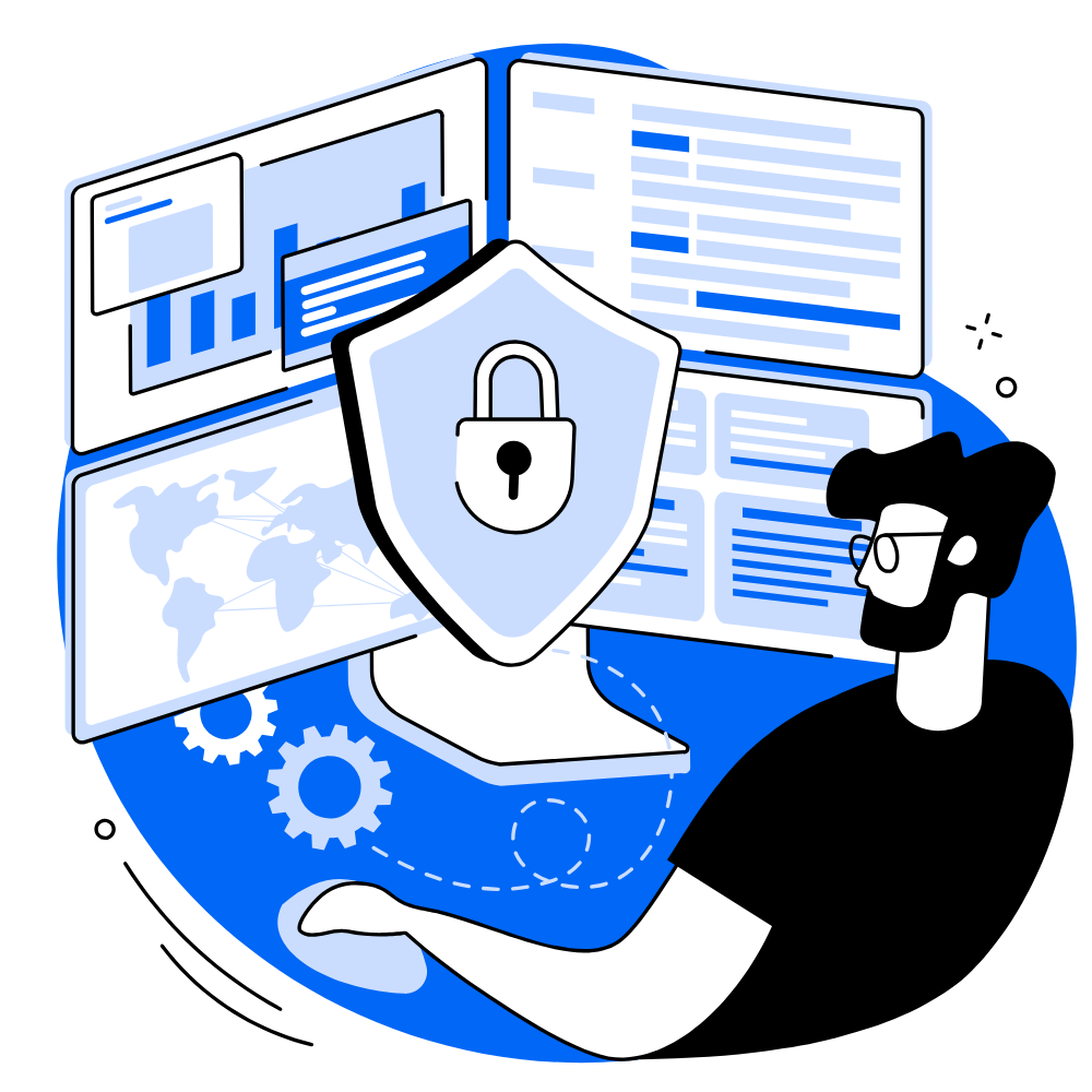 Illustration de cybersécurité avec cadenas numérique et données cryptées
