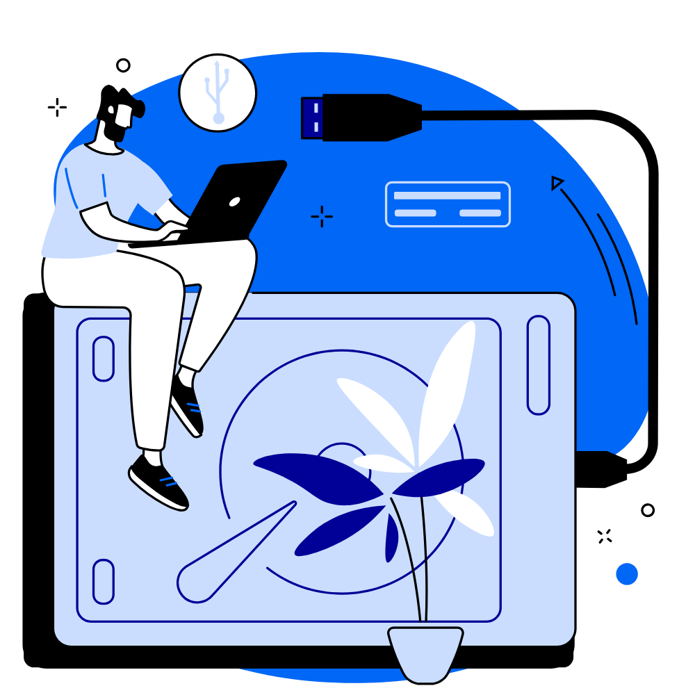 Illustration des accès par port USB